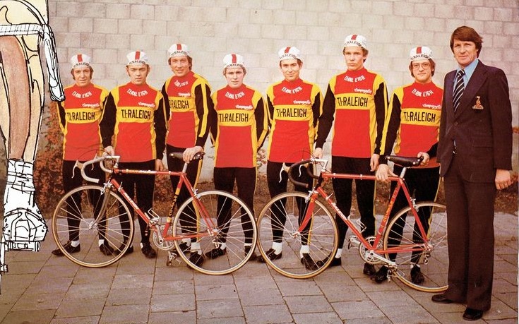 The TI-Raleigh team with Peter Post (right)