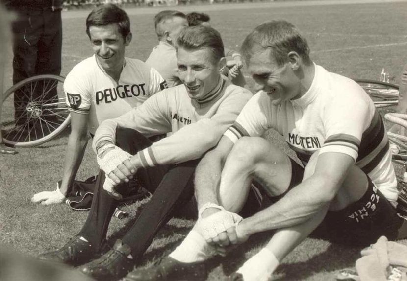 Simpson, Altig and Anquetil in 1967 a few weeks before Simpson's death